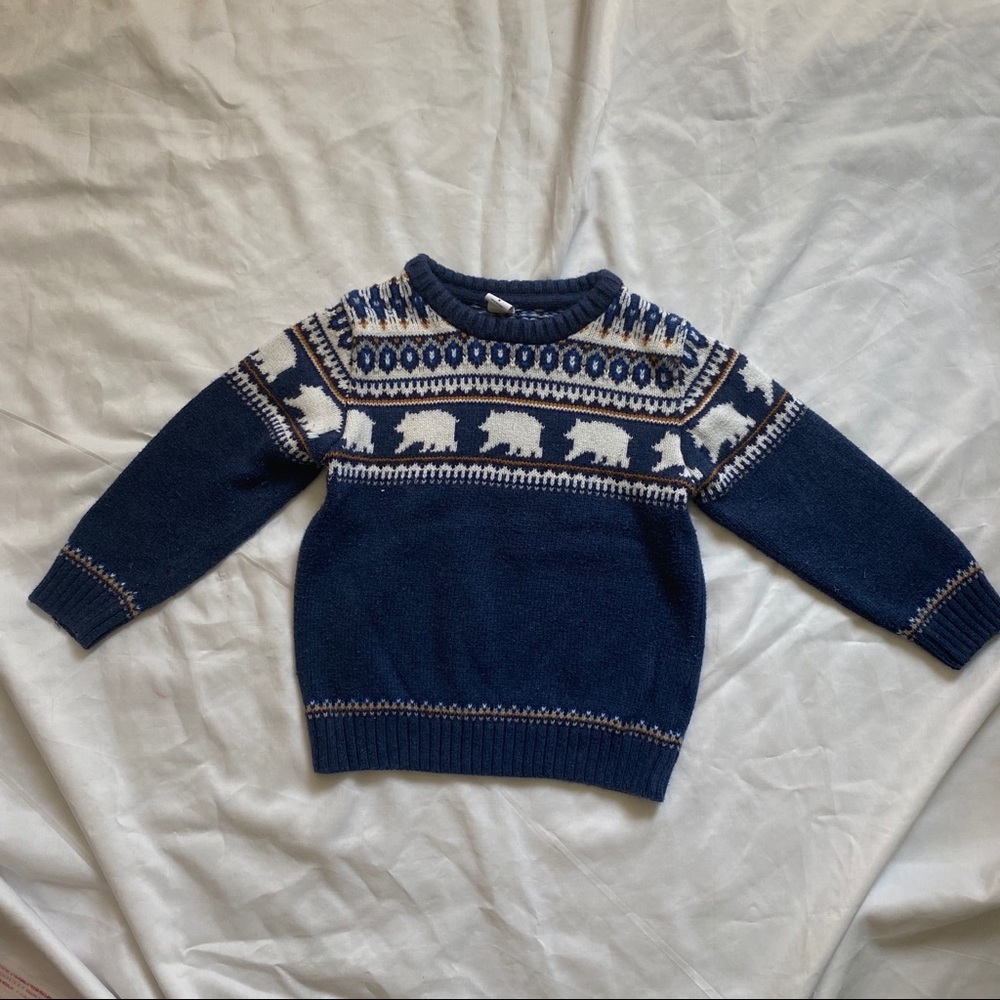 JANIE & JACK Bear Crewneck Pullover Sweater, 3T
